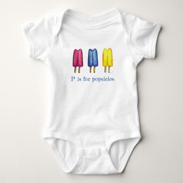 P är för popsicles Twin Pop Ice Lolly Brev ABCs T Shirt (Framsida)
