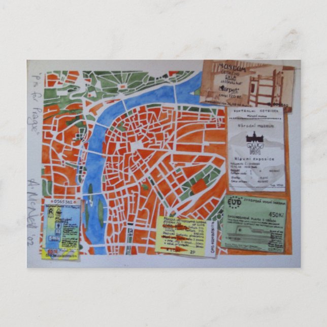 P är för Prag-vykort Vykort (Framsida)