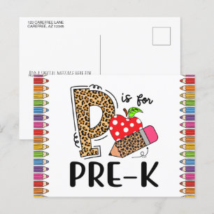 P är för PRE-K Back to school Lärare Vykort