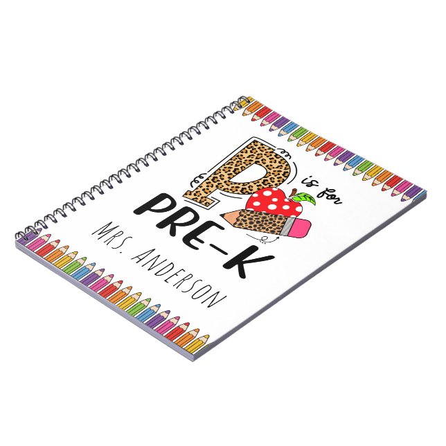 P är för Pre-K Teacher Back to school Anteckningsbok (Vänstra Sidan)