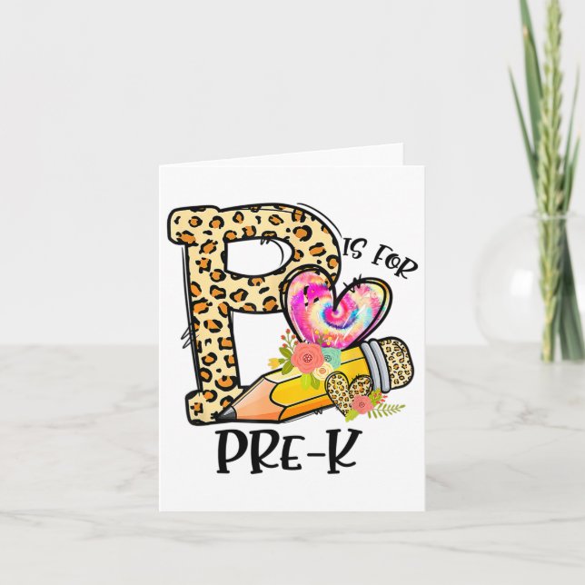 P är för prek Lärare Leopard första skoldagen Kort (Framsida)