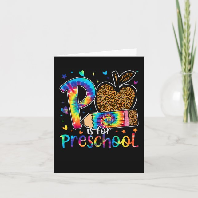P är för Preschoolläraren Leopard Back to school Kort (Framsida)
