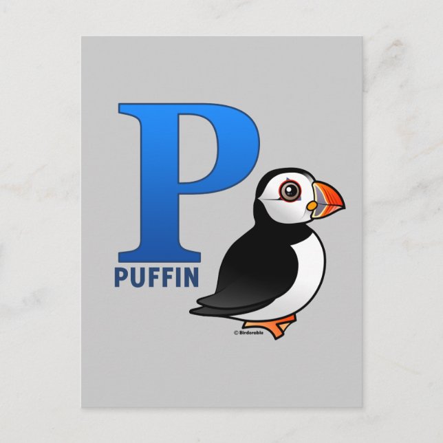 P är för Puffin Vykort (Framsida)