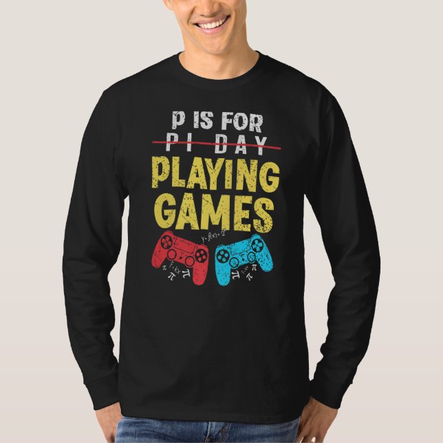 P är för spel Pi Day Funny Gamer Boys Kid T Shirt (Framsida)