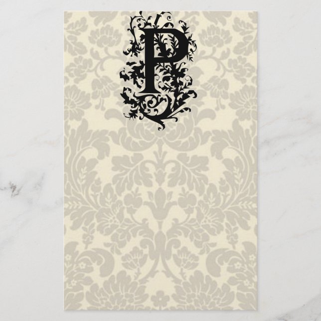 P Baroque monogram Brevpapper (Framsida)
