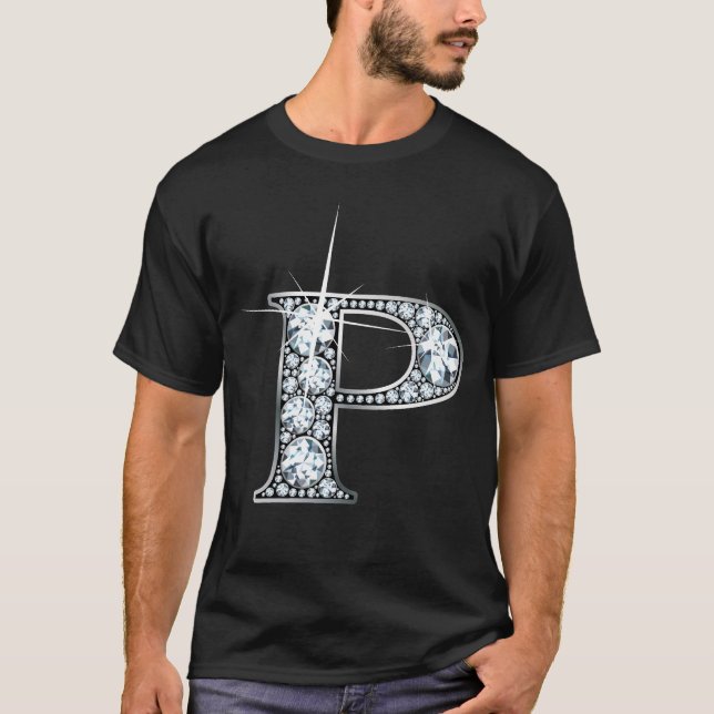 "P" Diamond Bling T-Shirt (Framsida)