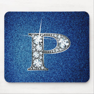 P Faux-"Diamond Bling" på Denim Mousepad Musmatta