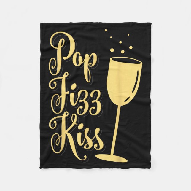 P Fizz Kiss Funny New Years Eve Wine Champagne  Fleecefilt (Framsidan)