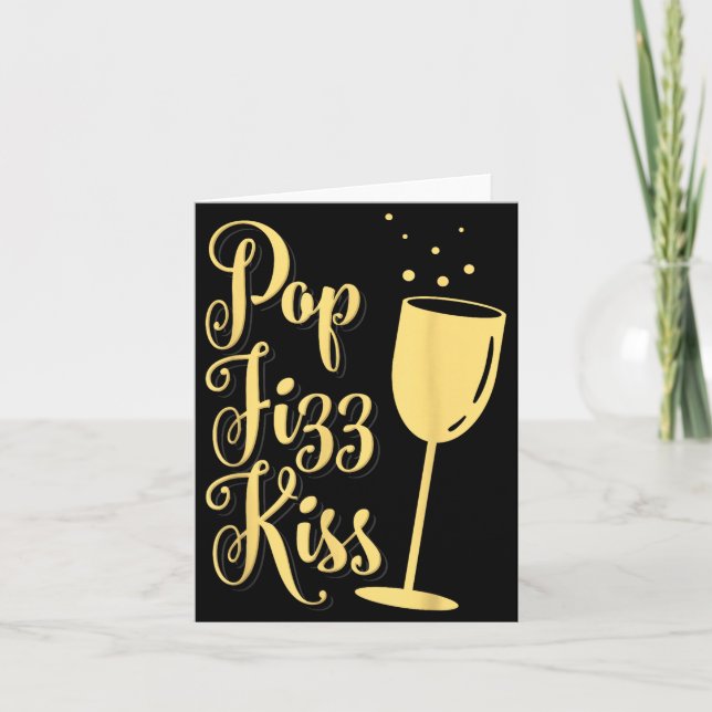 P Fizz Kiss Funny New Years Eve Wine Champagne  Kort (Framsida)