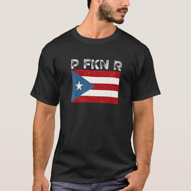 P FKN R Puerto Rico Fläkt Meme Urban Slang Spanska T Shirt (Framsida)