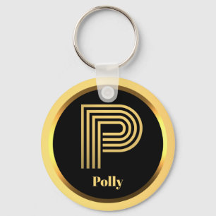 P Guld Monogrammed Brev Personlig Nyckelring