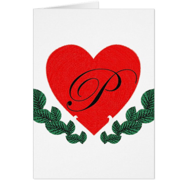 P i hjärtat hälsningskort (Framsidan)