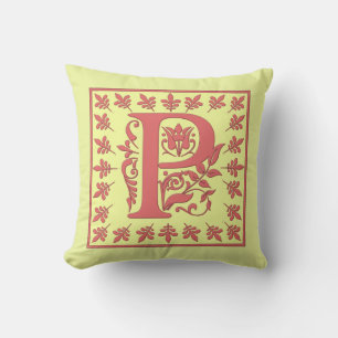 P INITIAL PILLOW - Brev P på GULTENS bakgrund Kudde