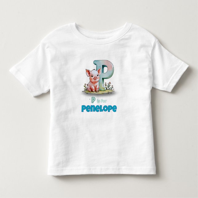 P is for Penelope - Personalized Toddler T-Shirt (Framsida)