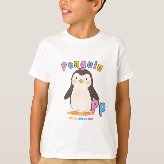 “P is for Penguin” Alphabet Tee – Grow Every Day (Framsida)