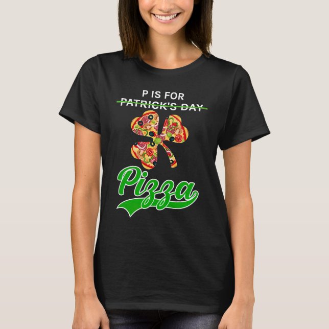 P Is For Pizza  St Patrick's Day Gamer Boy Men T Shirt (Framsida)