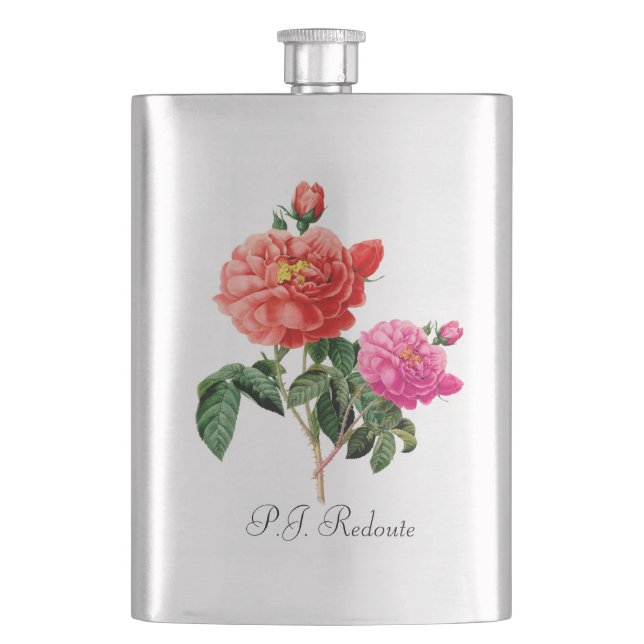 P.J. Redoute rosa och röd ros-blommor Fickplunta (Framsidan)