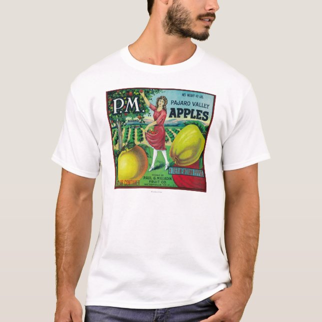 P.M. Apple låda LabelWatsonville, CA Tee Shirt (Framsida)