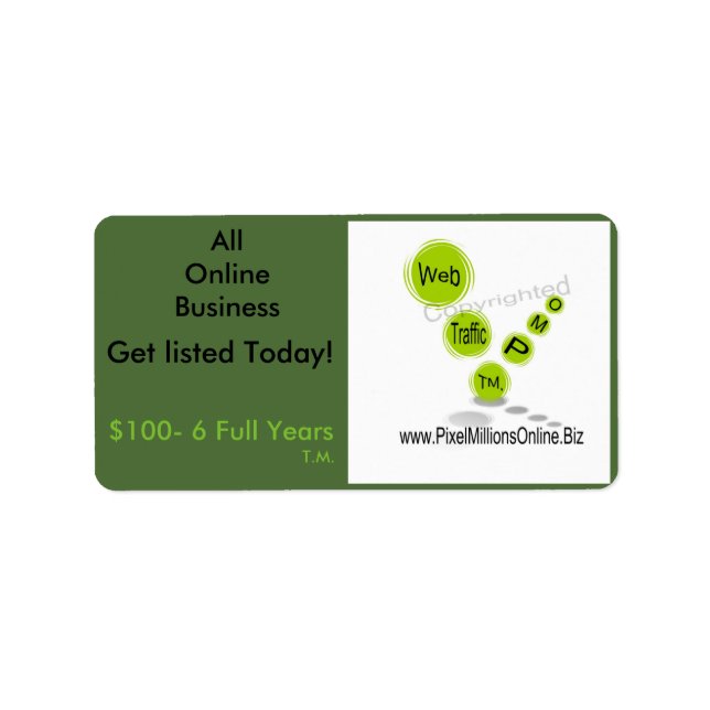 P.M.O. Reklametiketter Adressetikett (Framsidan)