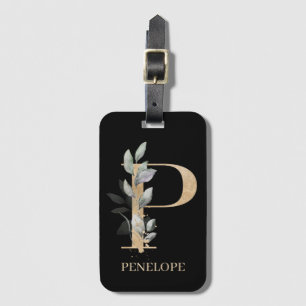 P Monogram Blommigt Personlig Bagagebricka
