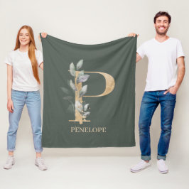 P Monogram Blommigt Personlig Fleece Blanket
