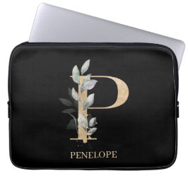 P Monogram Blommigt Personlig Laptop Fodral