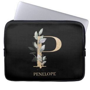 P Monogram Blommigt Personlig Laptop Fodral