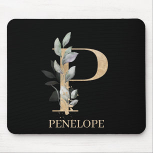 P Monogram Blommigt Personlig Musmatta
