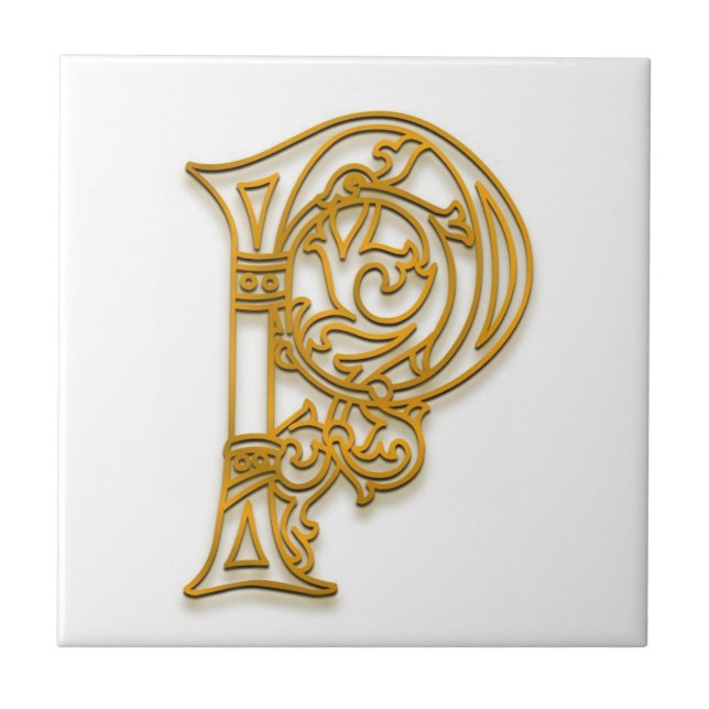 P Monogram Ceramic Tile "Irish Guld" Kakelplatta (Framsidan)