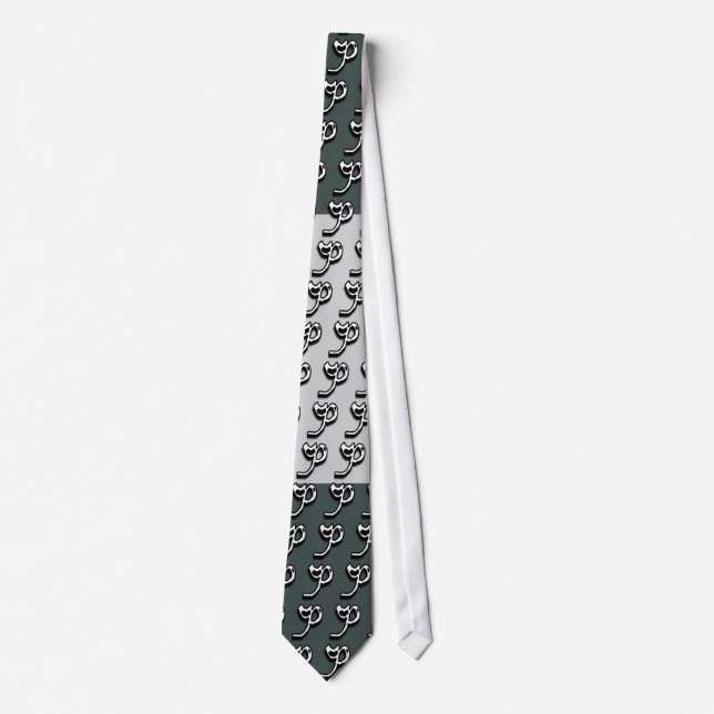 P Monogram Grön och Grå Slip Slips (Framsida)