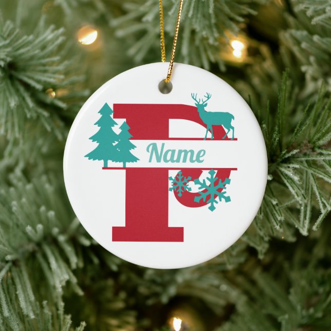 P Monogram Initial jul Träd Ornament i Helgdag (Träd)
