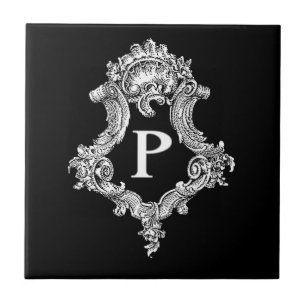 P Monogram initial Kakelplatta