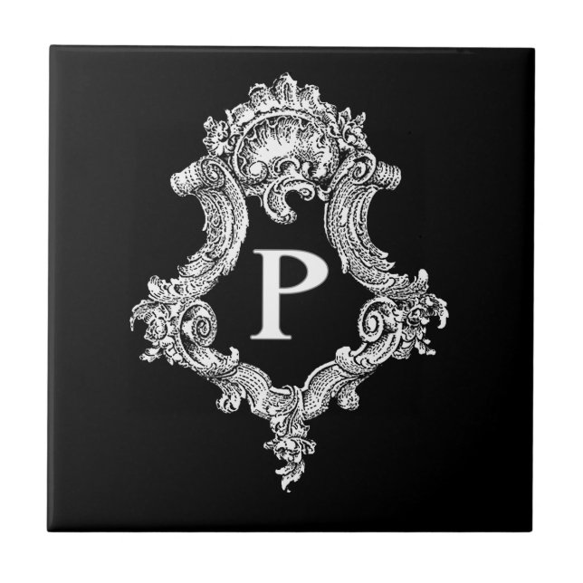 P Monogram initial Kakelplatta (Framsidan)