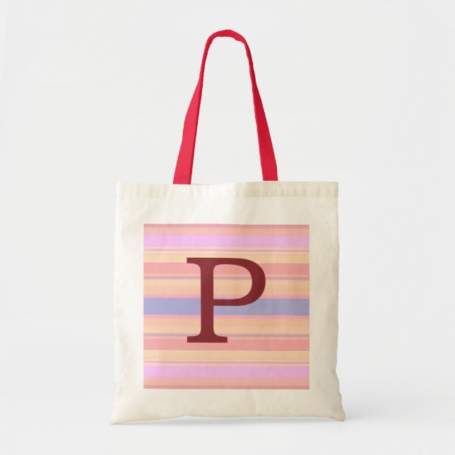 P: Monogram P Summer Rand Roligt Tote Bag Tygkasse (Framsidan)
