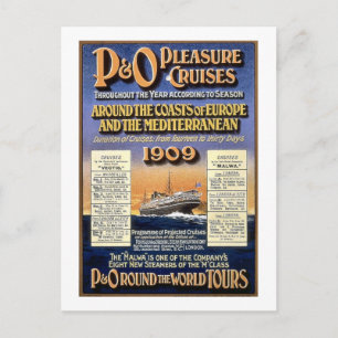 P&O Pleasure Cruises - Vintage resor Poster Vykort