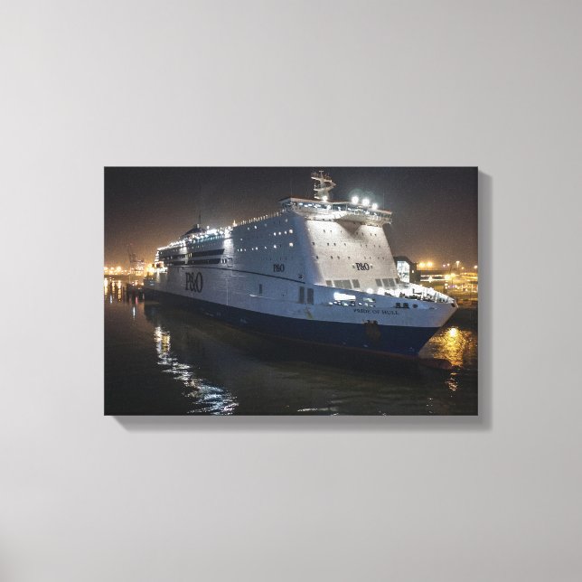 P&O Pride of Hull färja på natten Canvastryck (Framsida)