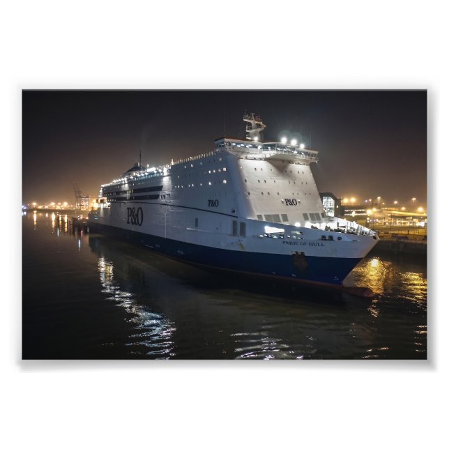P&O Pride of Hull färja på natten Fototryck (Framsidan)