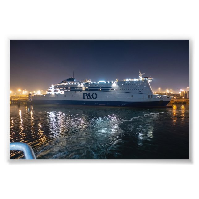 P&O Pride of Hull färja på natten Fototryck (Framsidan)