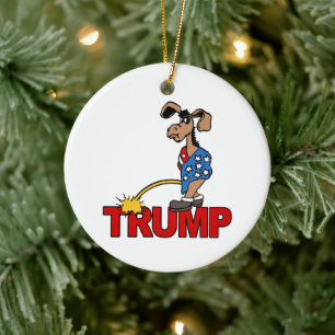 P ON TRUMP - Democracy - Anti-Trump Design - - Po Julgransprydnad Keramik