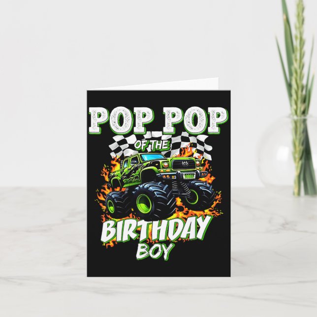 P P Of The Birthday Boy Monster Truck Birthday Kid Kort (Framsida)