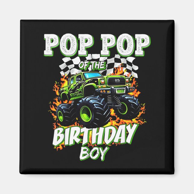 P P Of The Birthday Boy Monster Truck Birthday Kid Magnet (Framsidan)