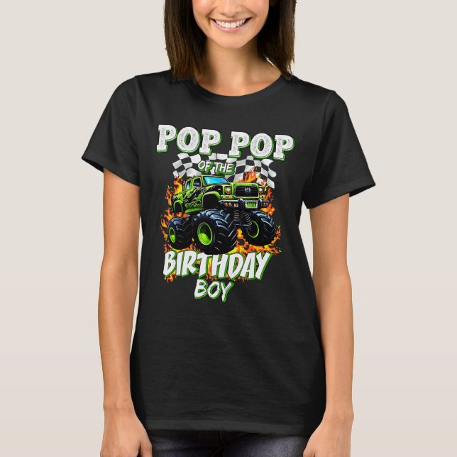 P P Of The Birthday Boy Monster Truck Birthday Kid T Shirt (Framsida)