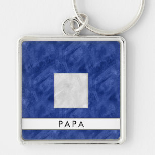P Pappa Nautical Signal Flagga + ditt namn Fyrkantig Silverfärgad Nyckelring