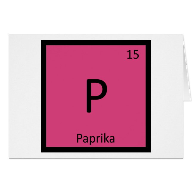 P - Paprikas Kryddkemi Periodiska Systemet Symbol Hälsningskort (Framsidan Horizontal)