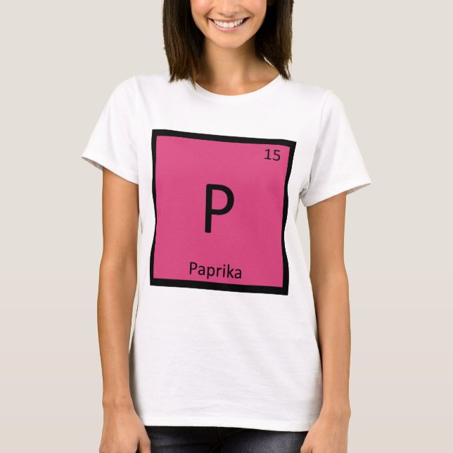 P - Paprikas Kryddkemi Periodiska Systemet Symbol Tee Shirt (Framsida)