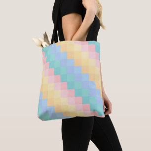 P pastel ROSA BLÅ GUL GRÖN GEOMETRISKA FORMER Tygkasse