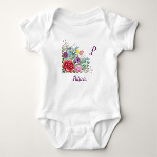 P Patricia Personalize Brev Namn, Ro Flowers T Shirt