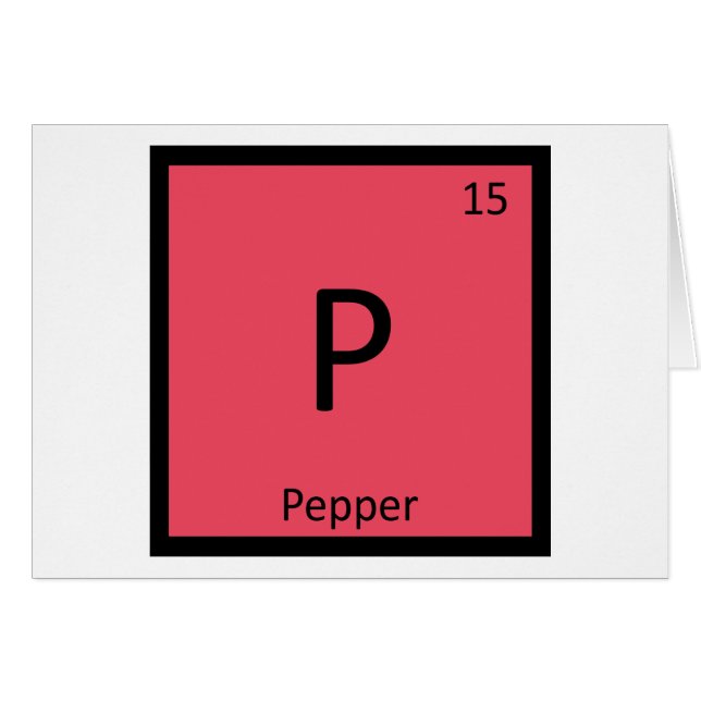 P - Peppar Grönsak Kemi Periodiska Systemet Hälsningskort (Framsidan Horizontal)