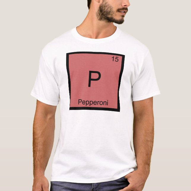 P - Pepperoni Rolig Kemielement Symbol T-shirt (Framsida)