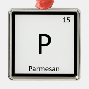 P - Periodiskt bord för parmesanostkemi Julgransprydnad Metall